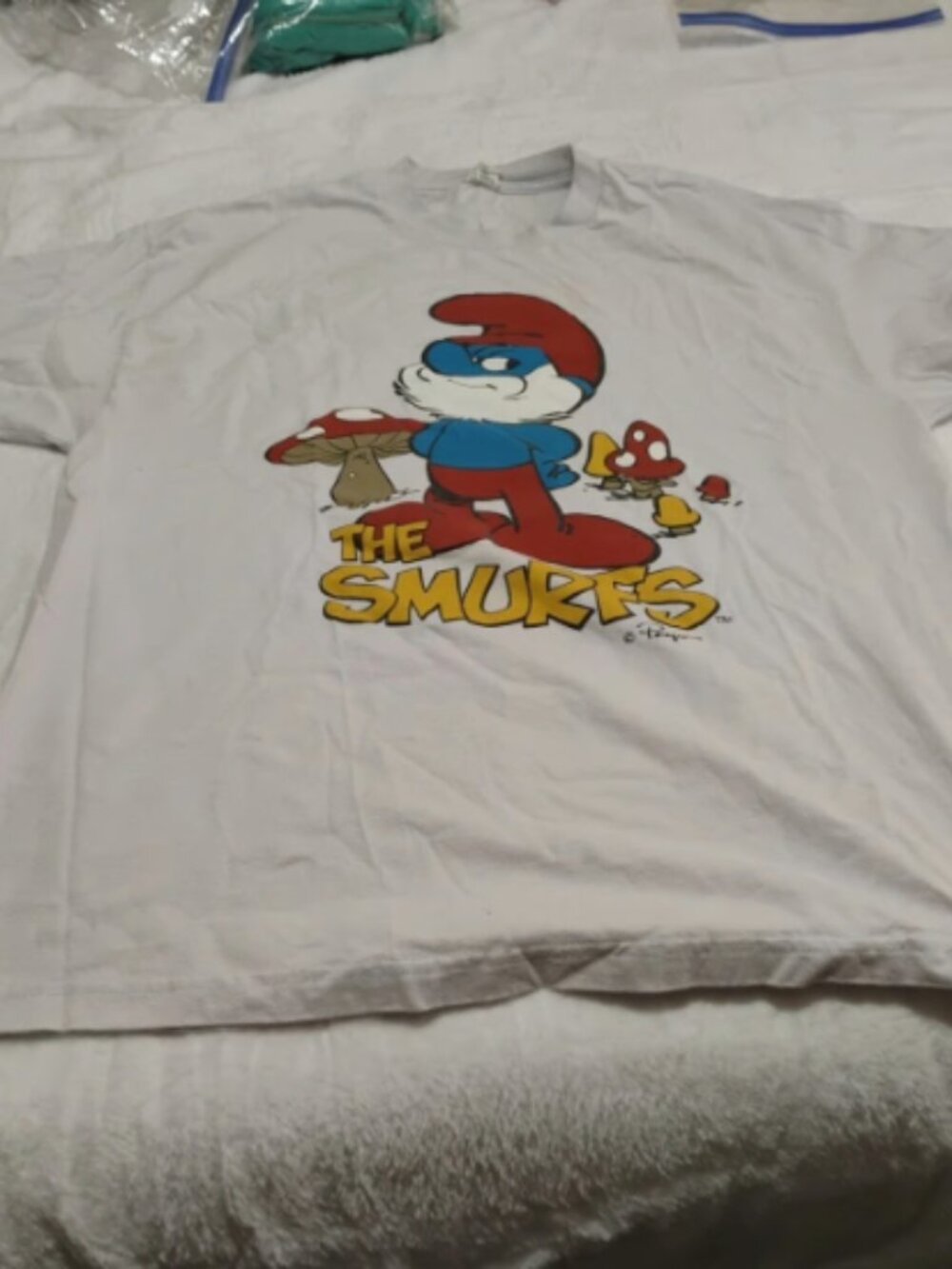The Smurfs Papa Smurf XL White Tshirt